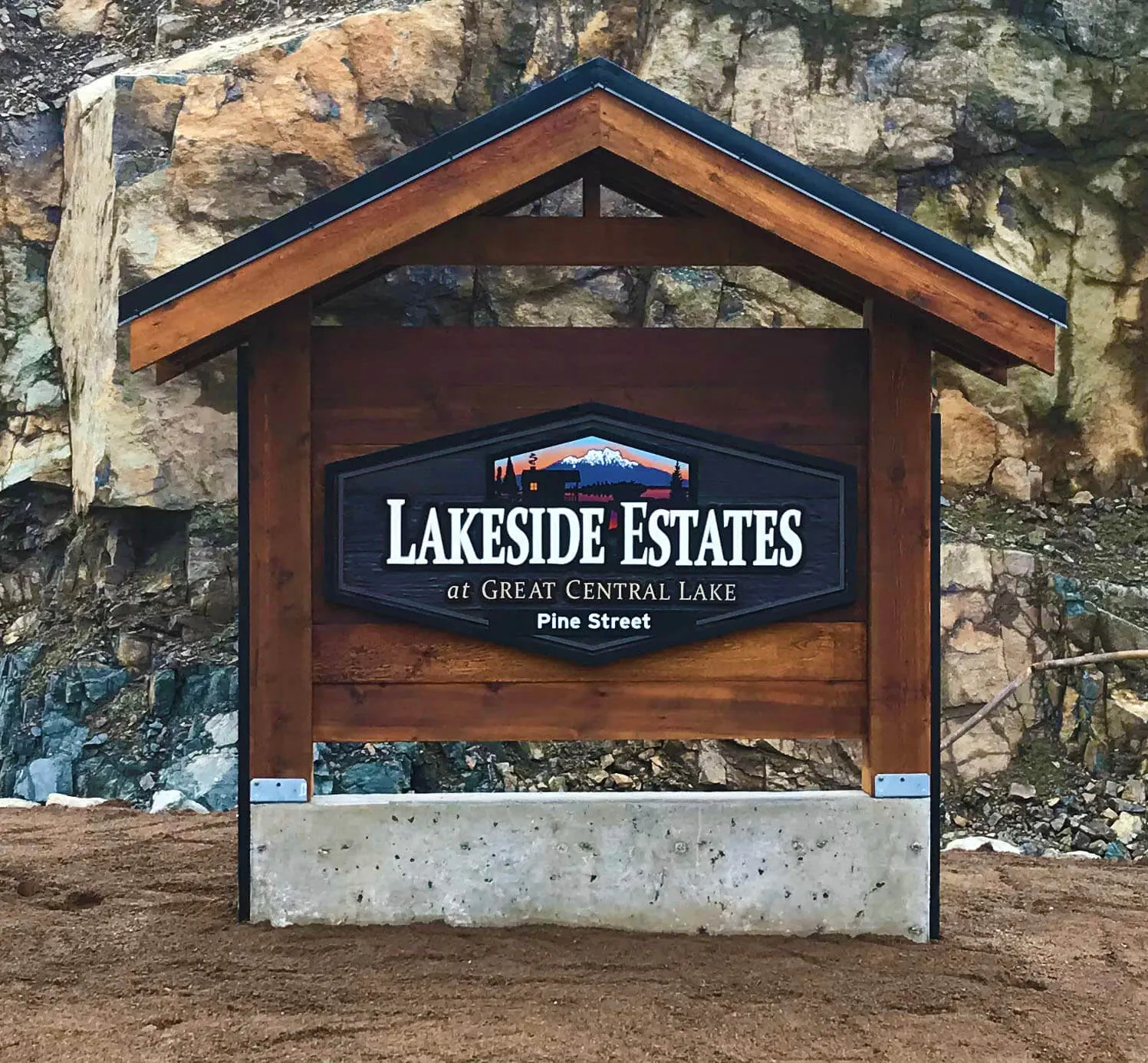 Carved cedar wood sign